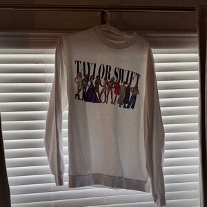 adidas White Crewneck Pullover with Printed Text